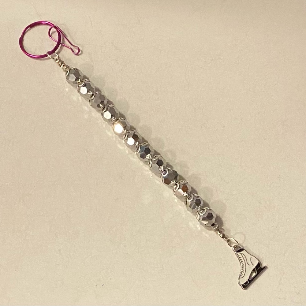 NEW ICE SKATES charm with crystal beads purse charm/key chain!